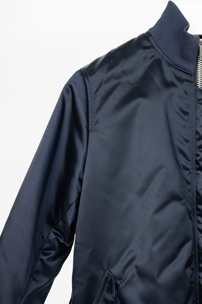 Acne Studios Aude Navy Nylon Long Bomber Jacket
