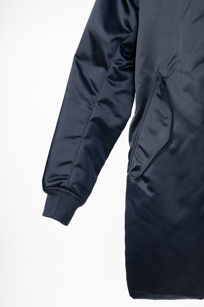 Acne Studios Aude Navy Nylon Long Bomber Jacket