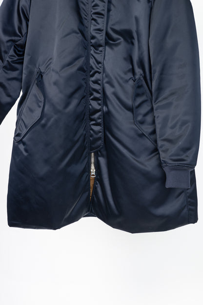 Acne Studios Aude Navy Nylon Long Bomber Jacket