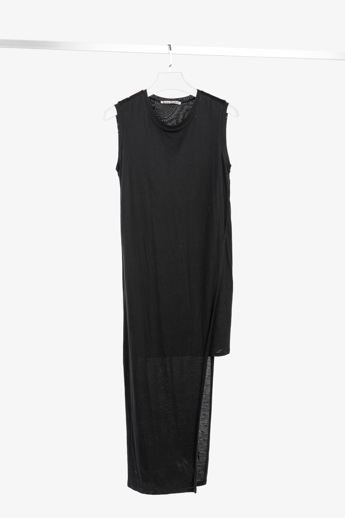 Acne Studios Ordelia Black Tencel Asymmetrical Tank Dress