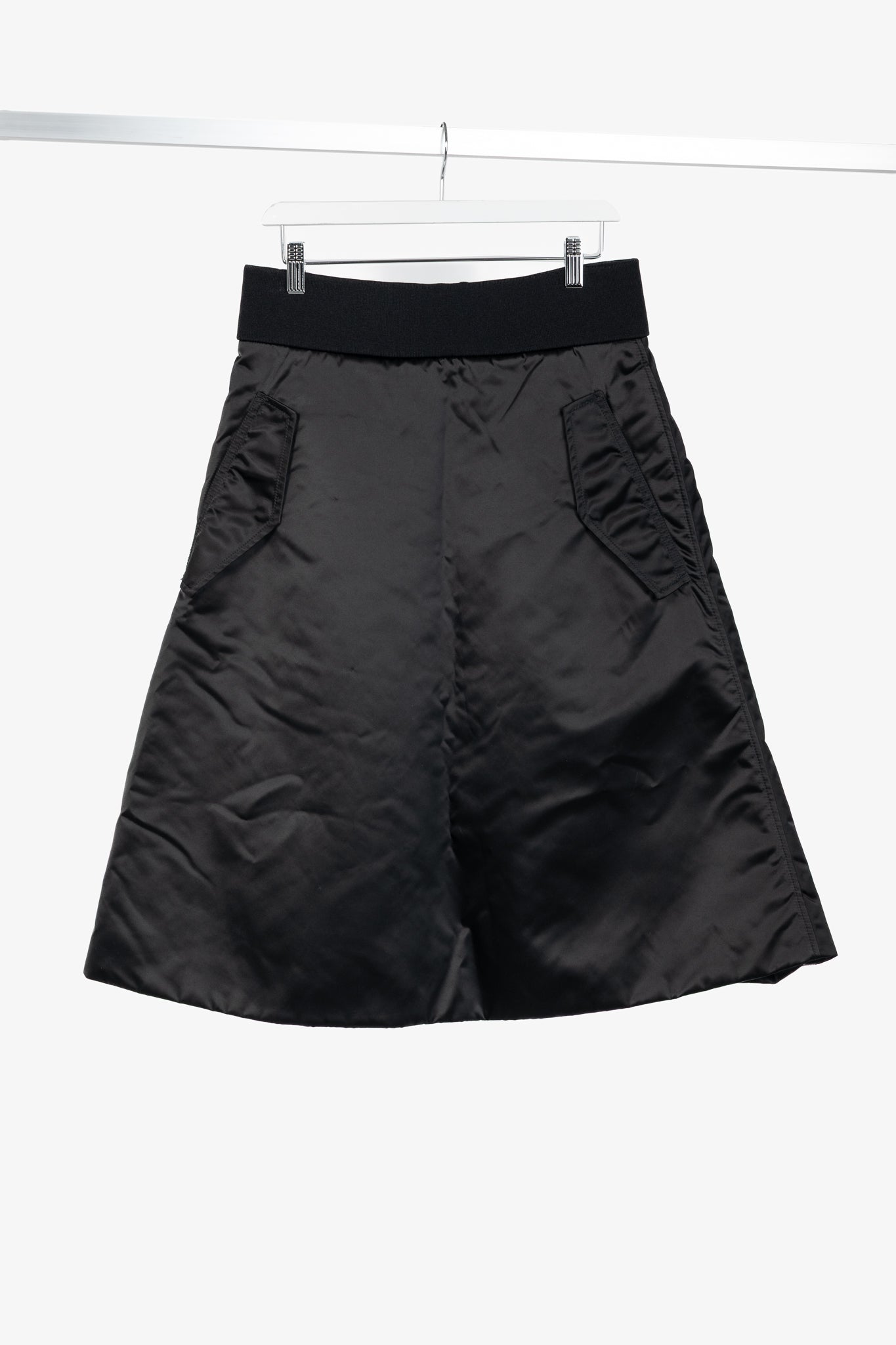 Acne Studios Pag Bomber Black Nylon A-Line Midi Skirt