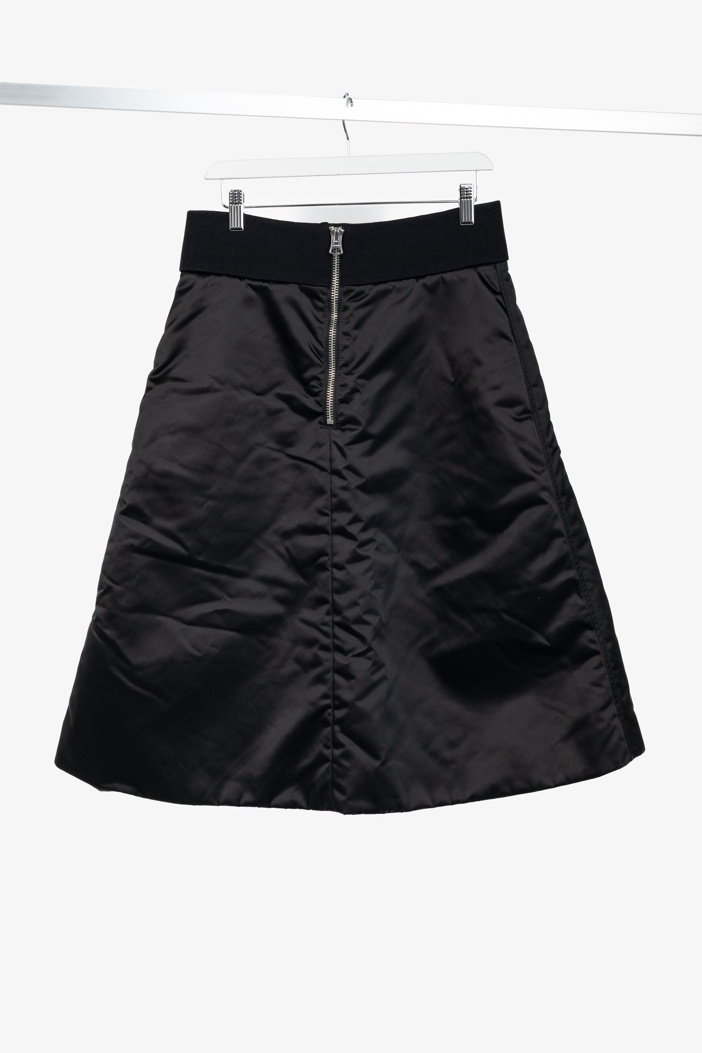 Acne Studios Pag Bomber Black Nylon A-Line Midi Skirt