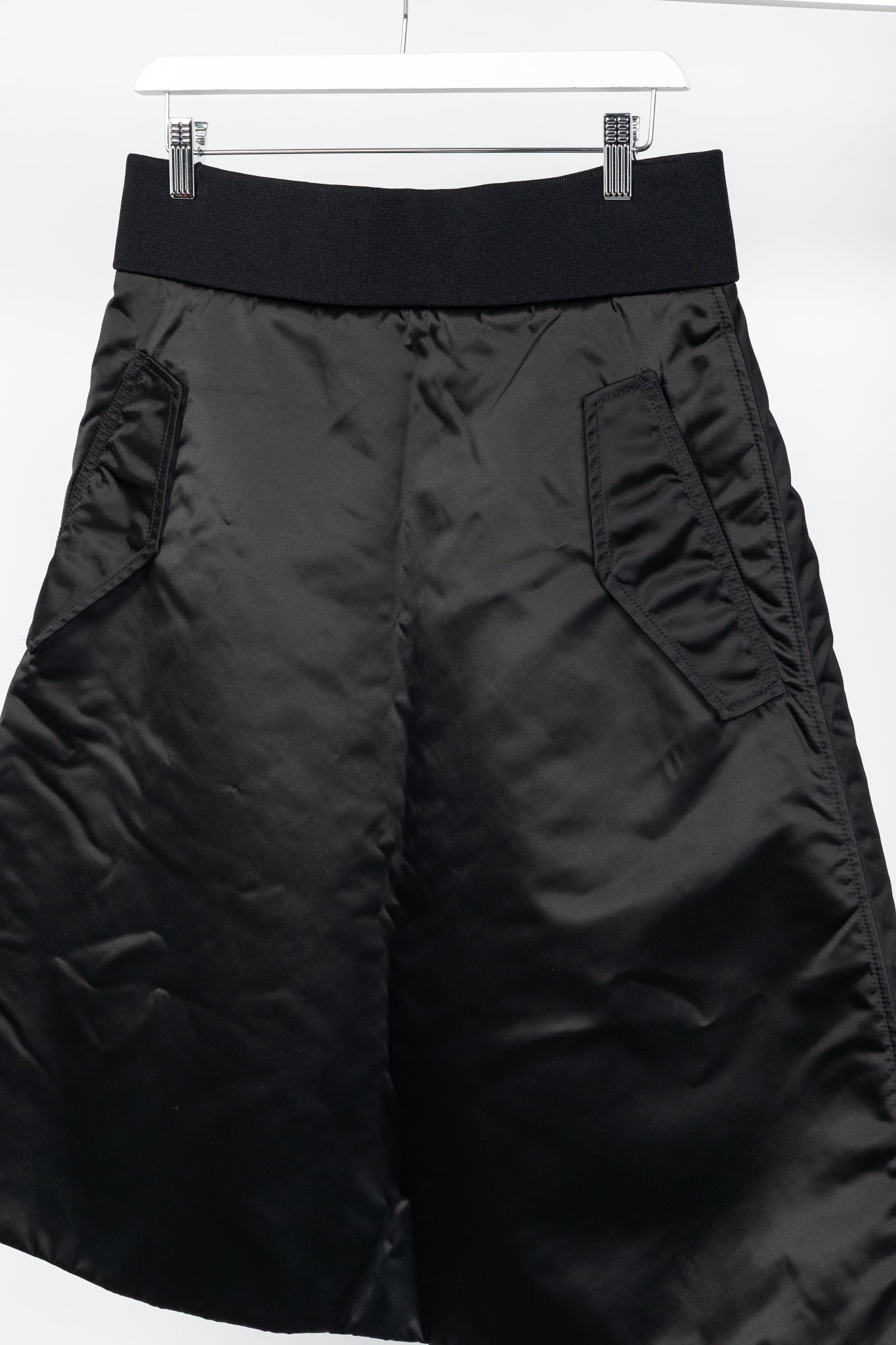 Acne Studios Pag Bomber Black Nylon A-Line Midi Skirt