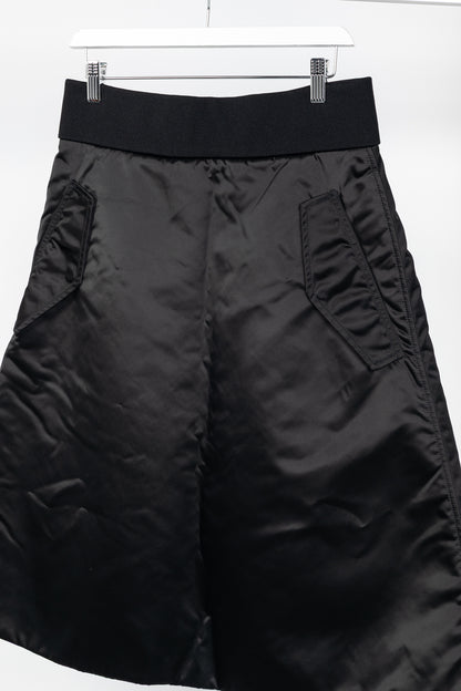 Acne Studios Pag Bomber Black Nylon A-Line Midi Skirt