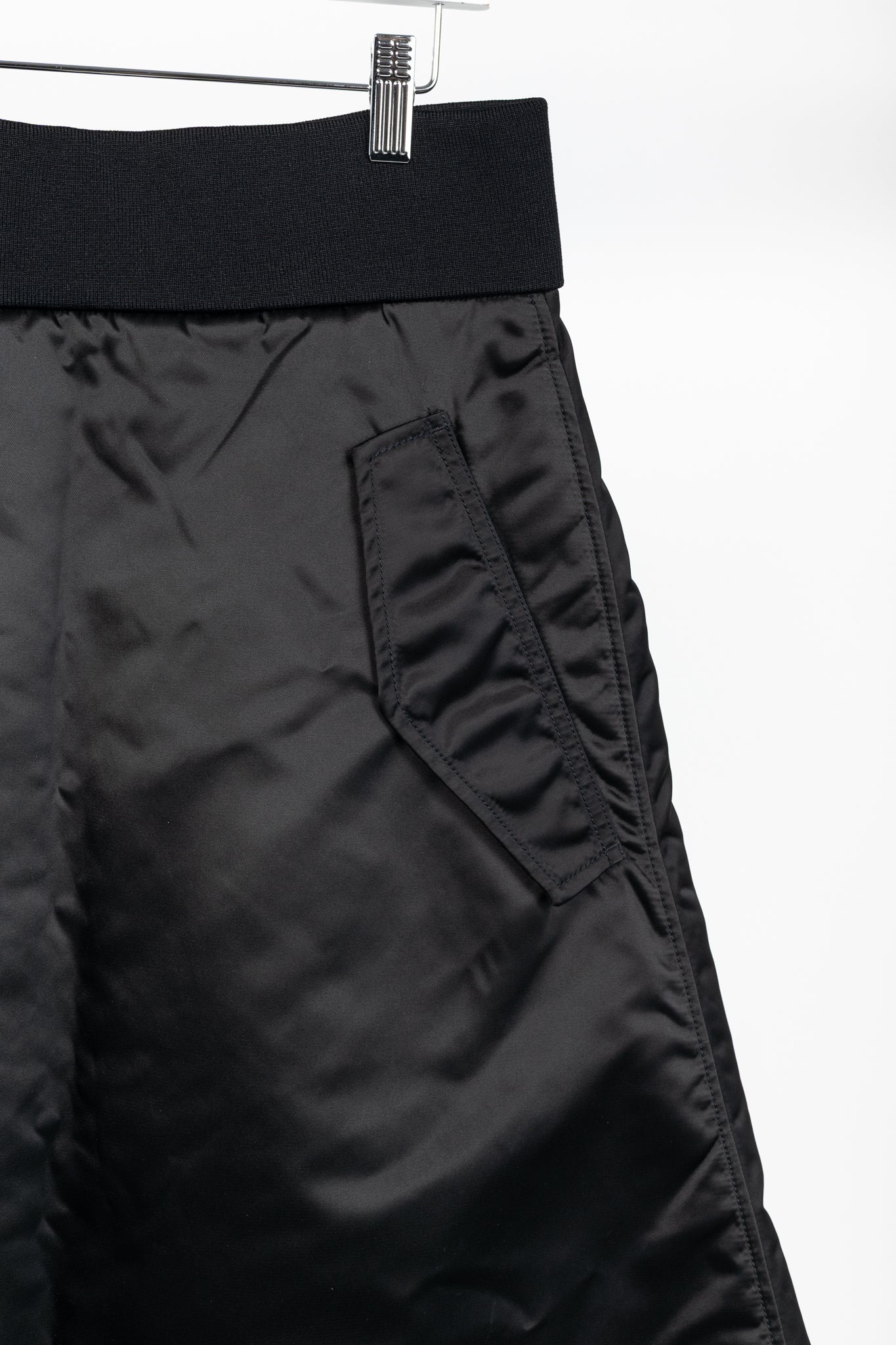 Acne Studios Pag Bomber Black Nylon A-Line Midi Skirt