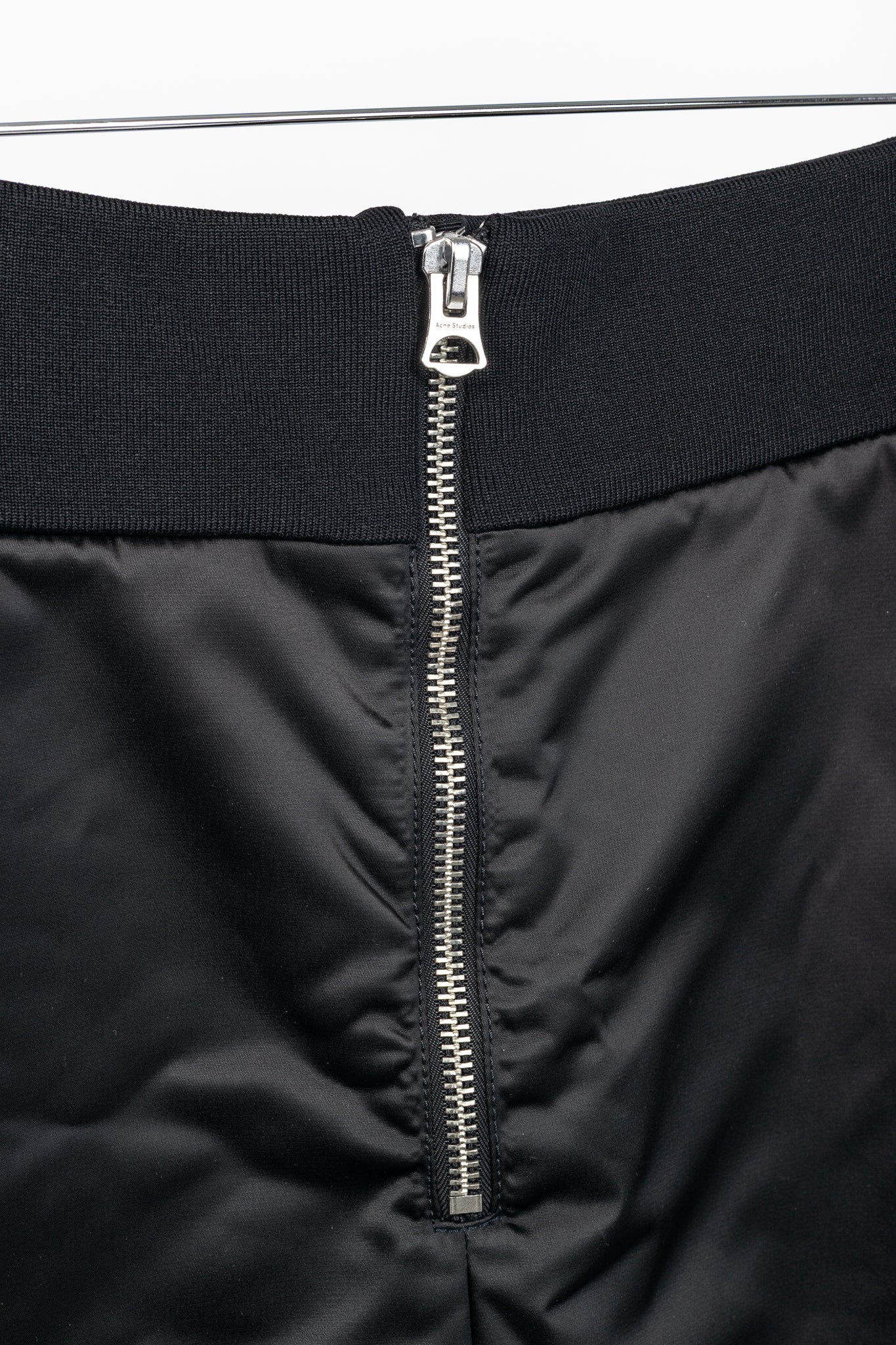 Acne Studios Pag Bomber Black Nylon A-Line Midi Skirt