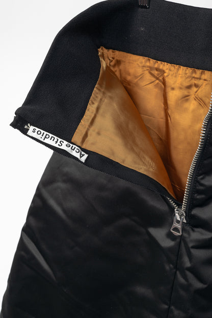 Acne Studios Pag Bomber Black Nylon A-Line Midi Skirt