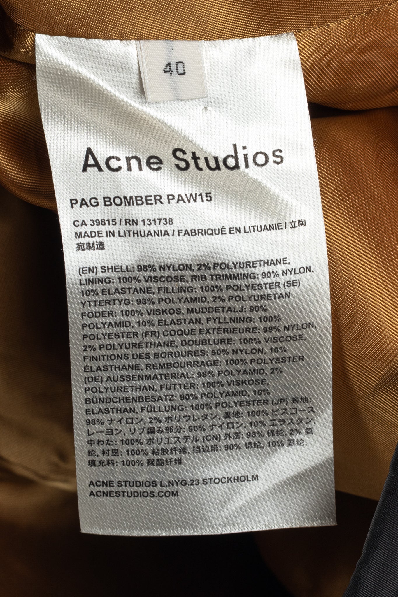 Acne Studios Pag Bomber Black Nylon A-Line Midi Skirt