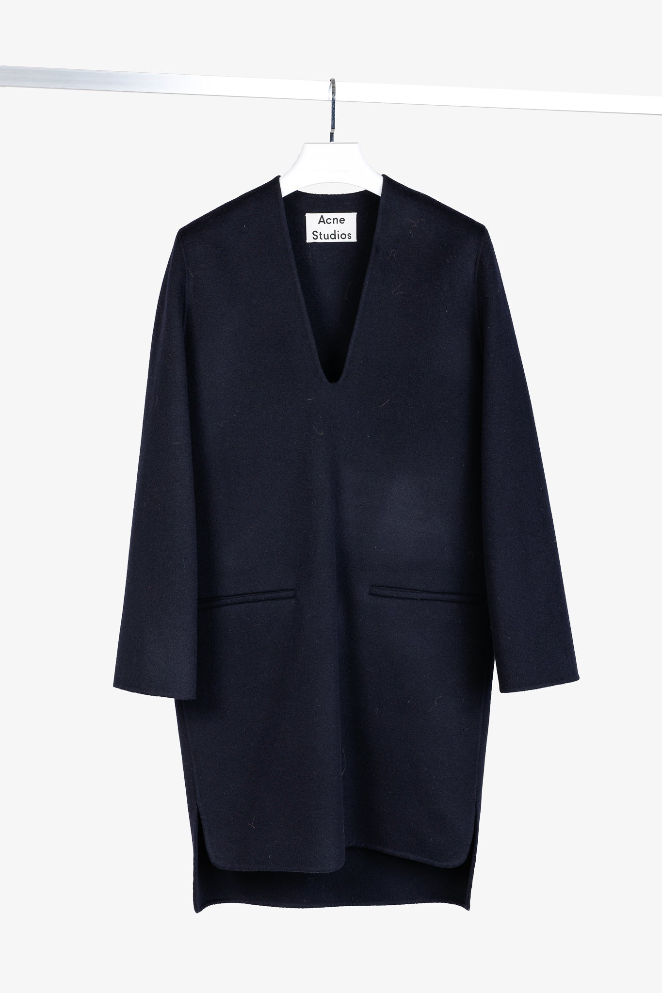Acne Studios Alley Double Navy Wool & Cashmere Long-Sleeve Dress