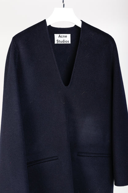 Acne Studios Alley Double Navy Wool & Cashmere Long-Sleeve Dress