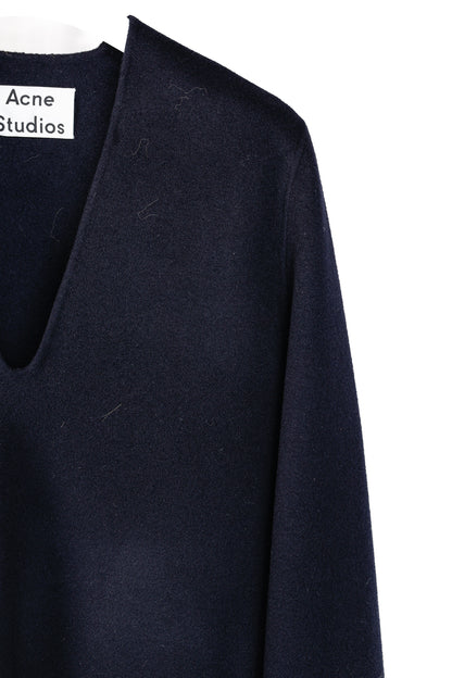 Acne Studios Alley Double Navy Wool & Cashmere Long-Sleeve Dress