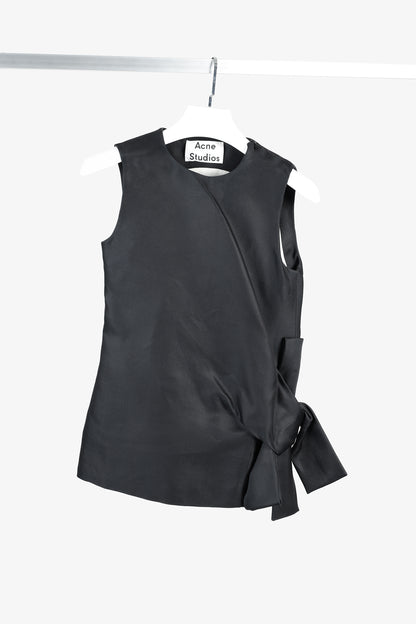 Acne Studios Capron H Silk Black Silk Sleeveless Bow Top