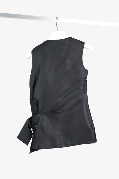 Acne Studios Capron H Silk Black Silk Sleeveless Bow Top