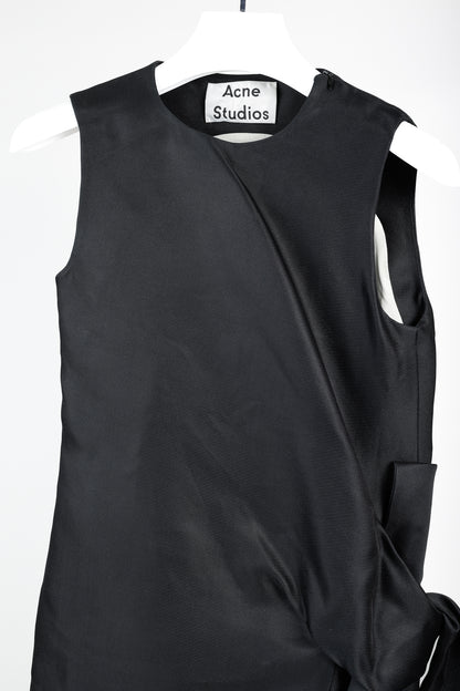 Acne Studios Capron H Silk Black Silk Sleeveless Bow Top