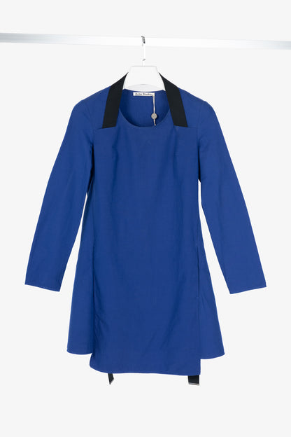 Acne Studios Rahima Blue Cotton & Linen Poplin Mini Dress