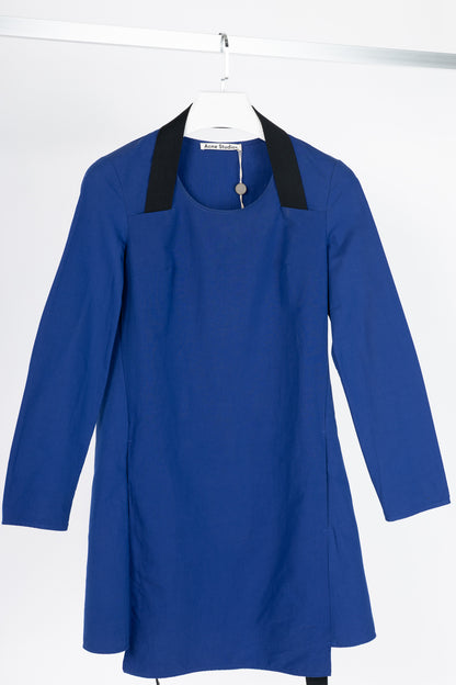 Acne Studios Rahima Blue Cotton & Linen Poplin Mini Dress