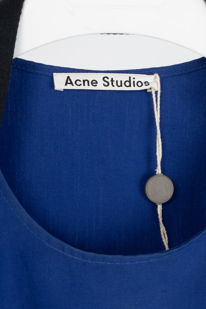 Acne Studios Rahima Blue Cotton & Linen Poplin Mini Dress