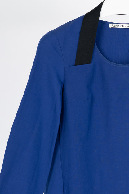 Acne Studios Rahima Blue Cotton & Linen Poplin Mini Dress