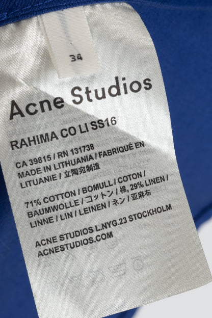 Acne Studios Rahima Blue Cotton & Linen Poplin Mini Dress