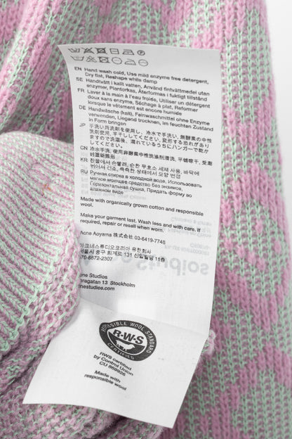 Acne Studios Bubble Pink & Spring Green Face Tiles Wool-Blend Cardigan