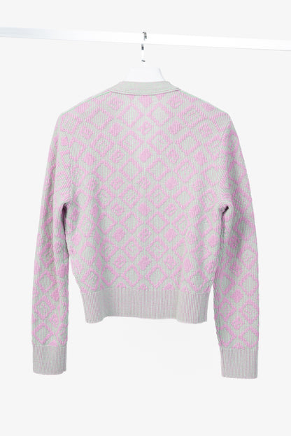 Acne Studios Bubble Pink & Spring Green Face Tiles Wool-Blend Cardigan