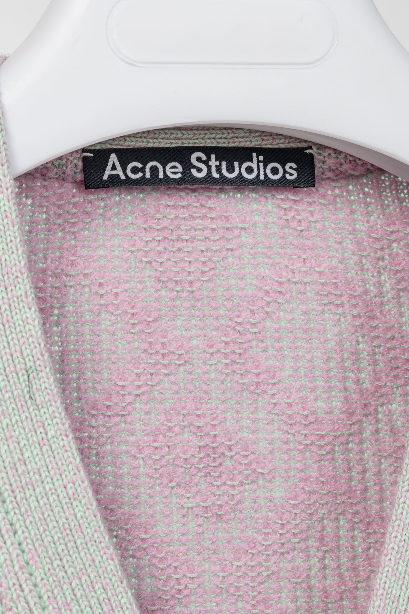 Acne Studios Bubble Pink & Spring Green Face Tiles Wool-Blend Cardigan