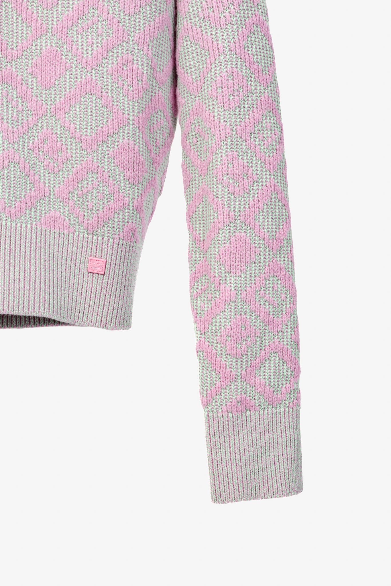 Acne Studios Bubble Pink & Spring Green Face Tiles Wool-Blend Cardigan