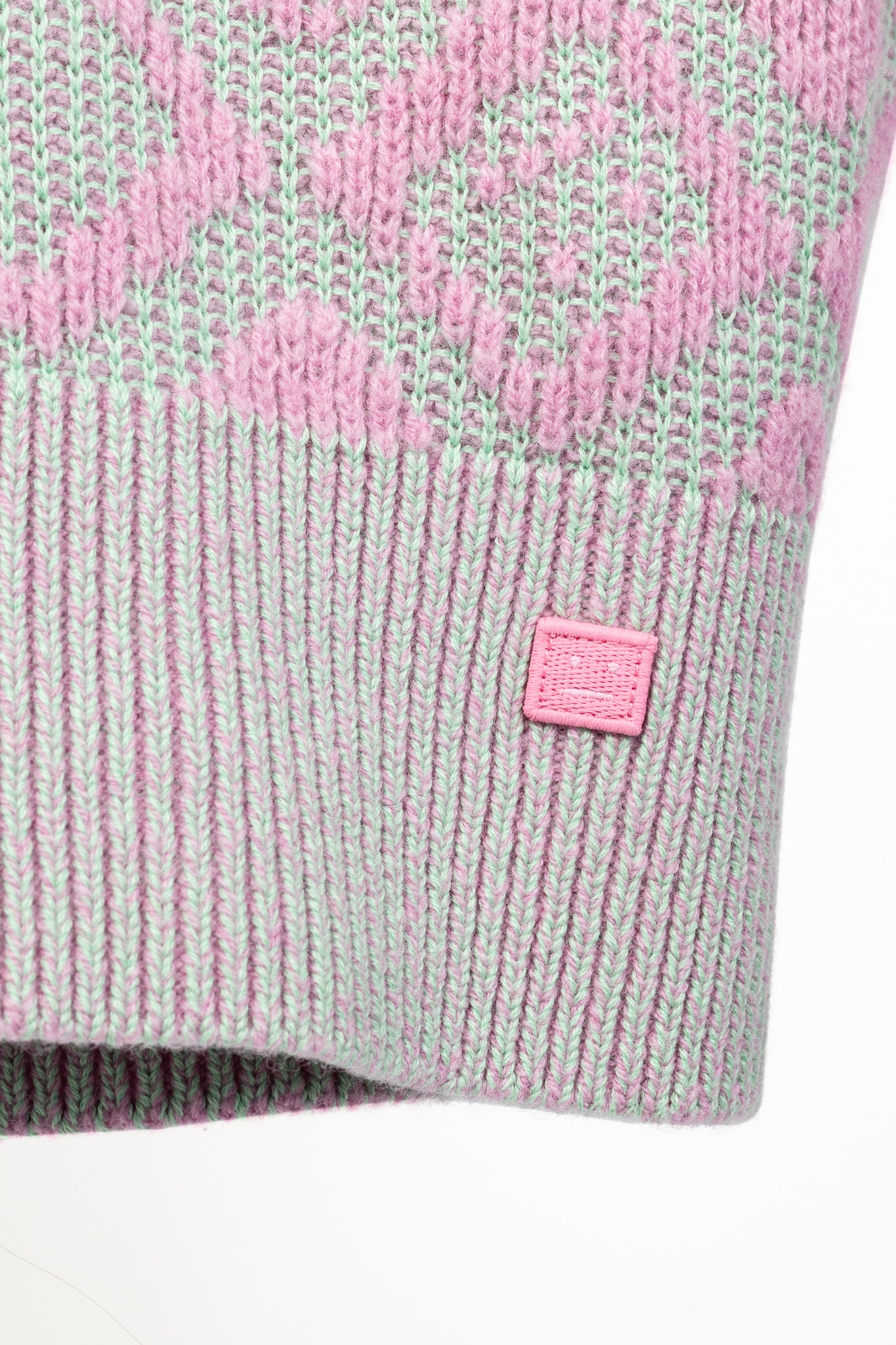 Acne Studios Bubble Pink & Spring Green Face Tiles Wool-Blend Cardigan
