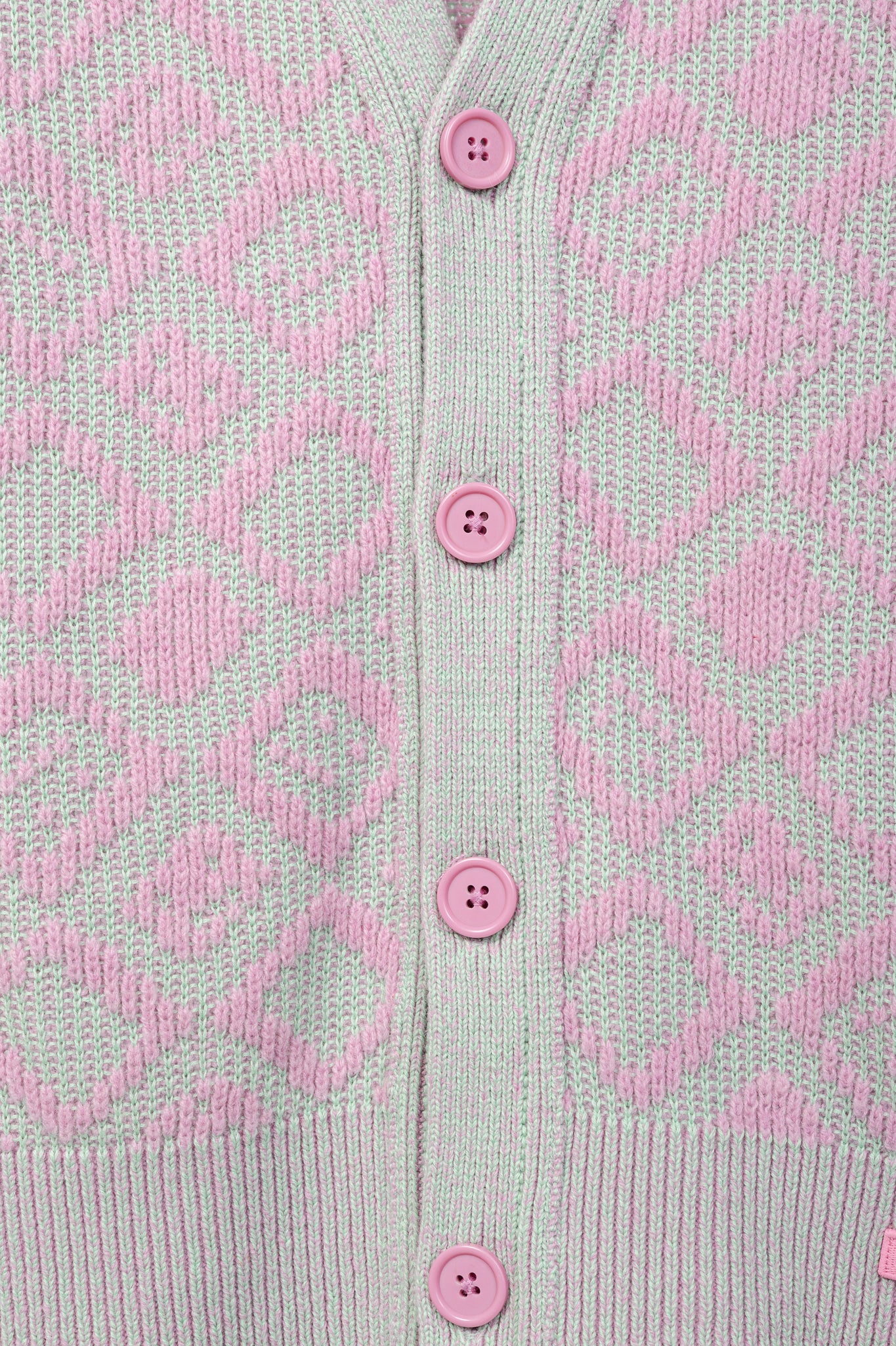 Acne Studios Bubble Pink & Spring Green Face Tiles Wool-Blend Cardigan