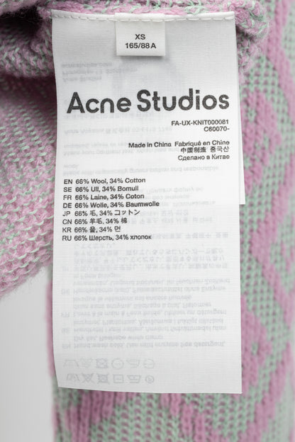 Acne Studios Bubble Pink & Spring Green Face Tiles Wool-Blend Cardigan