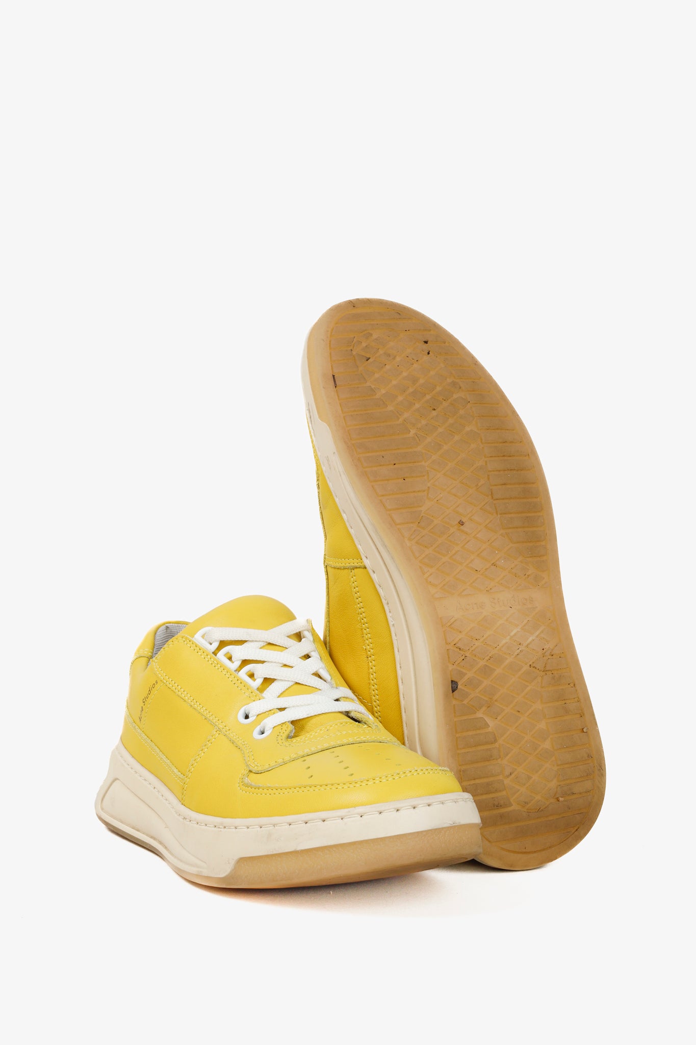 Acne Studios Perey Yellow Leather Low Top Lace Sneaker