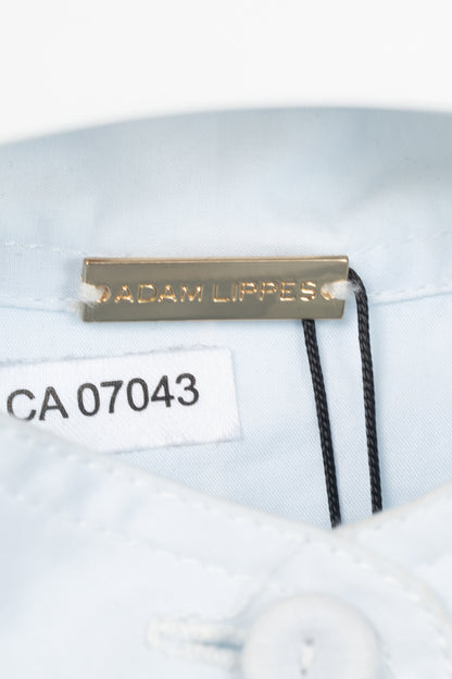Adam Lippes Pale Blue & White Cotton Oversized Tie-Waist Bib Blouse