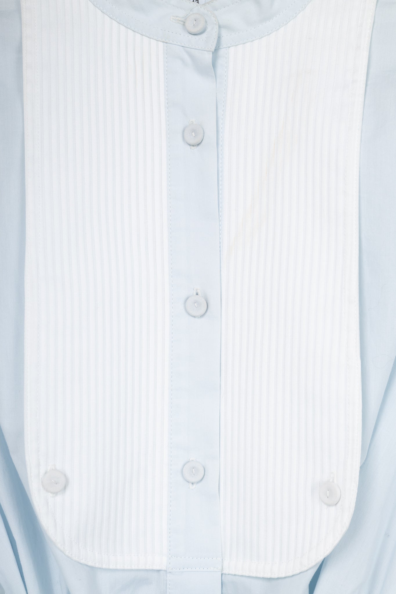 Adam Lippes Pale Blue & White Cotton Oversized Tie-Waist Bib Blouse