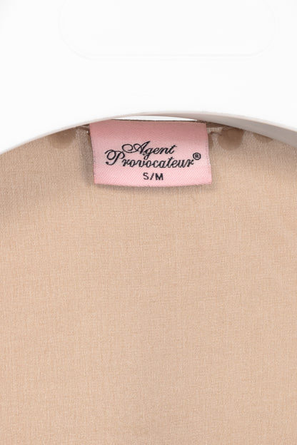 Agent Provocateur Francis Nude Faux Pearl Embellished Silk Satin Gown