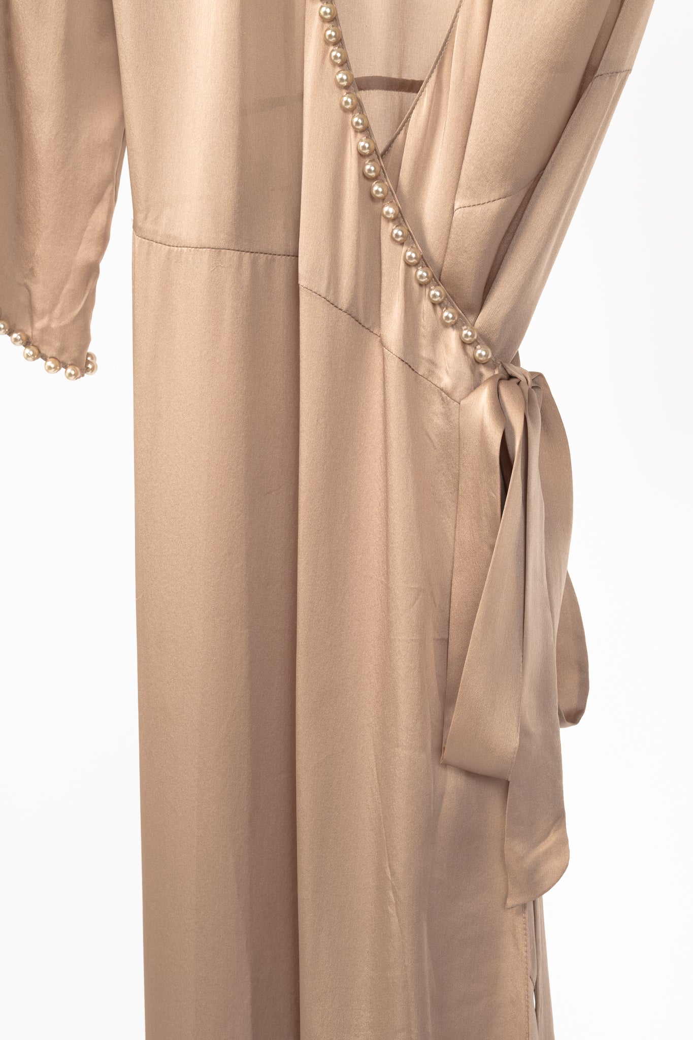 Agent Provocateur Francis Nude Faux Pearl Embellished Silk Satin Gown