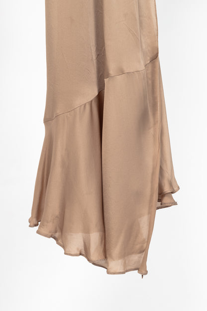 Agent Provocateur Francis Nude Faux Pearl Embellished Silk Satin Gown