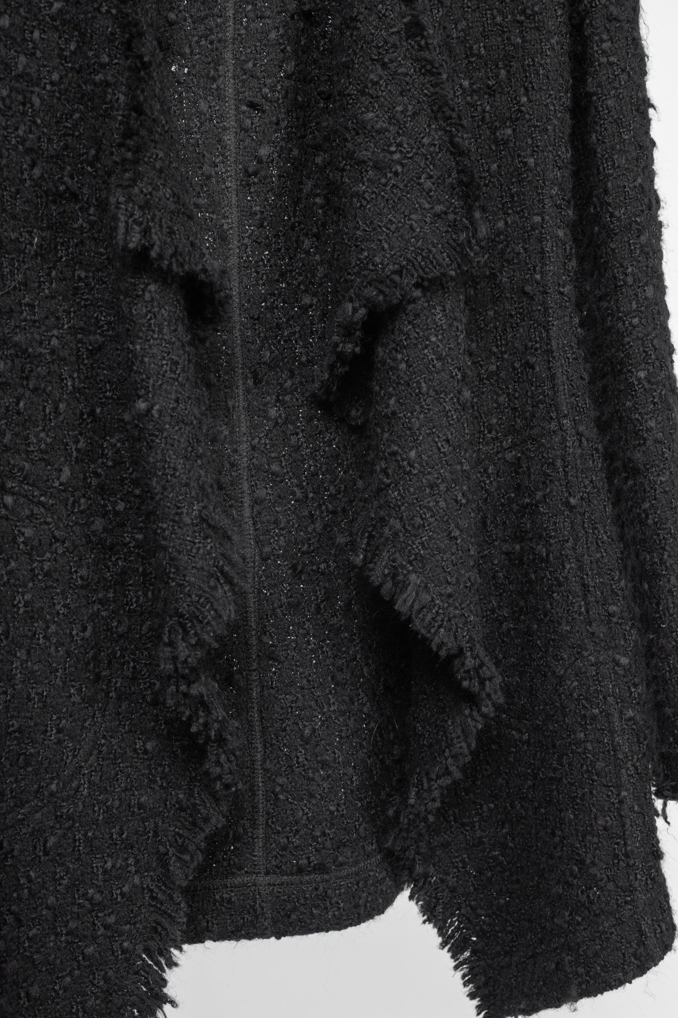 Akris Punto Black Wool-Blend Boucle-Tweed Fringe Draped Open-Front Jacket