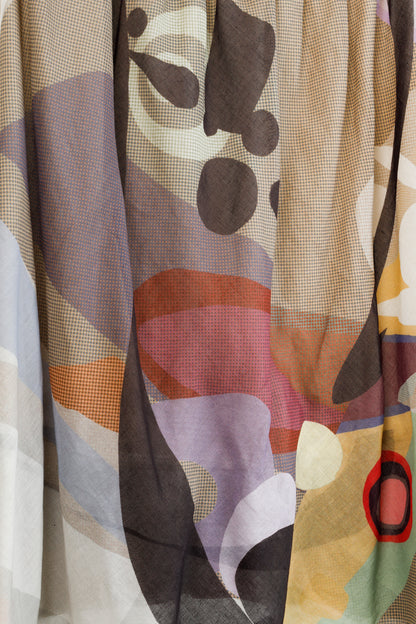 Akris Abstract Earth Tones Print Sleeveless Blouse