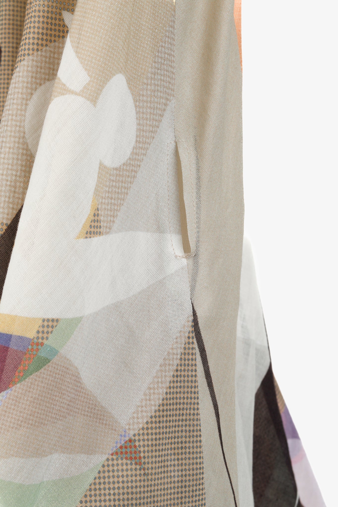 Akris Abstract Earth Tones Print Sleeveless Blouse