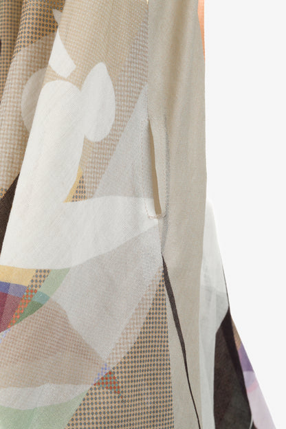 Akris Abstract Earth Tones Print Sleeveless Blouse
