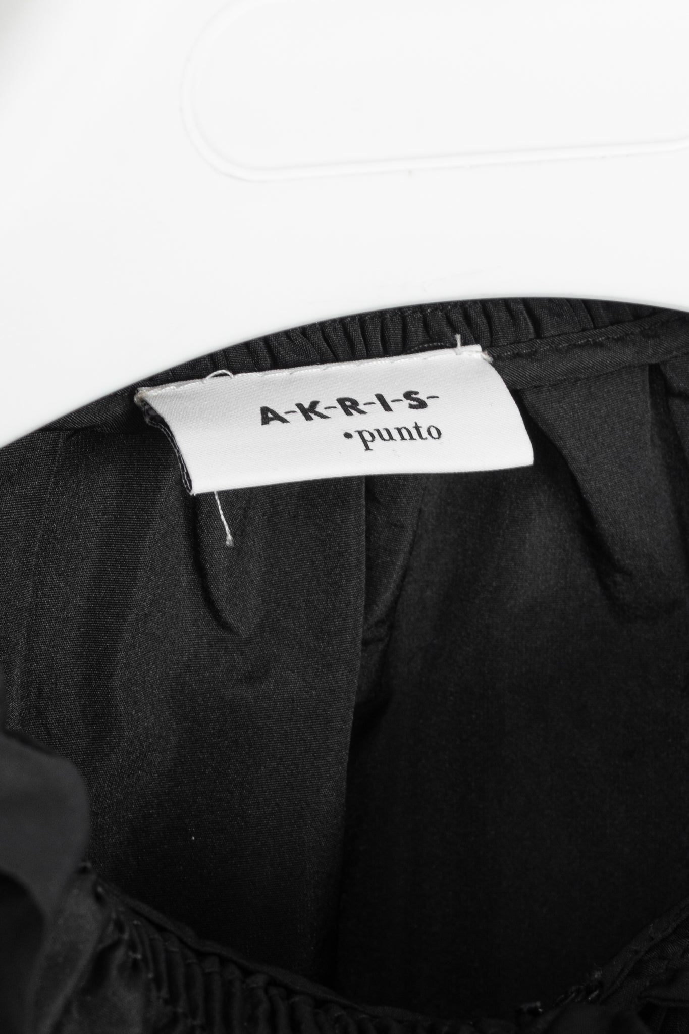 Akris Punto Black Taffeta Ruffle-Collar Blouse