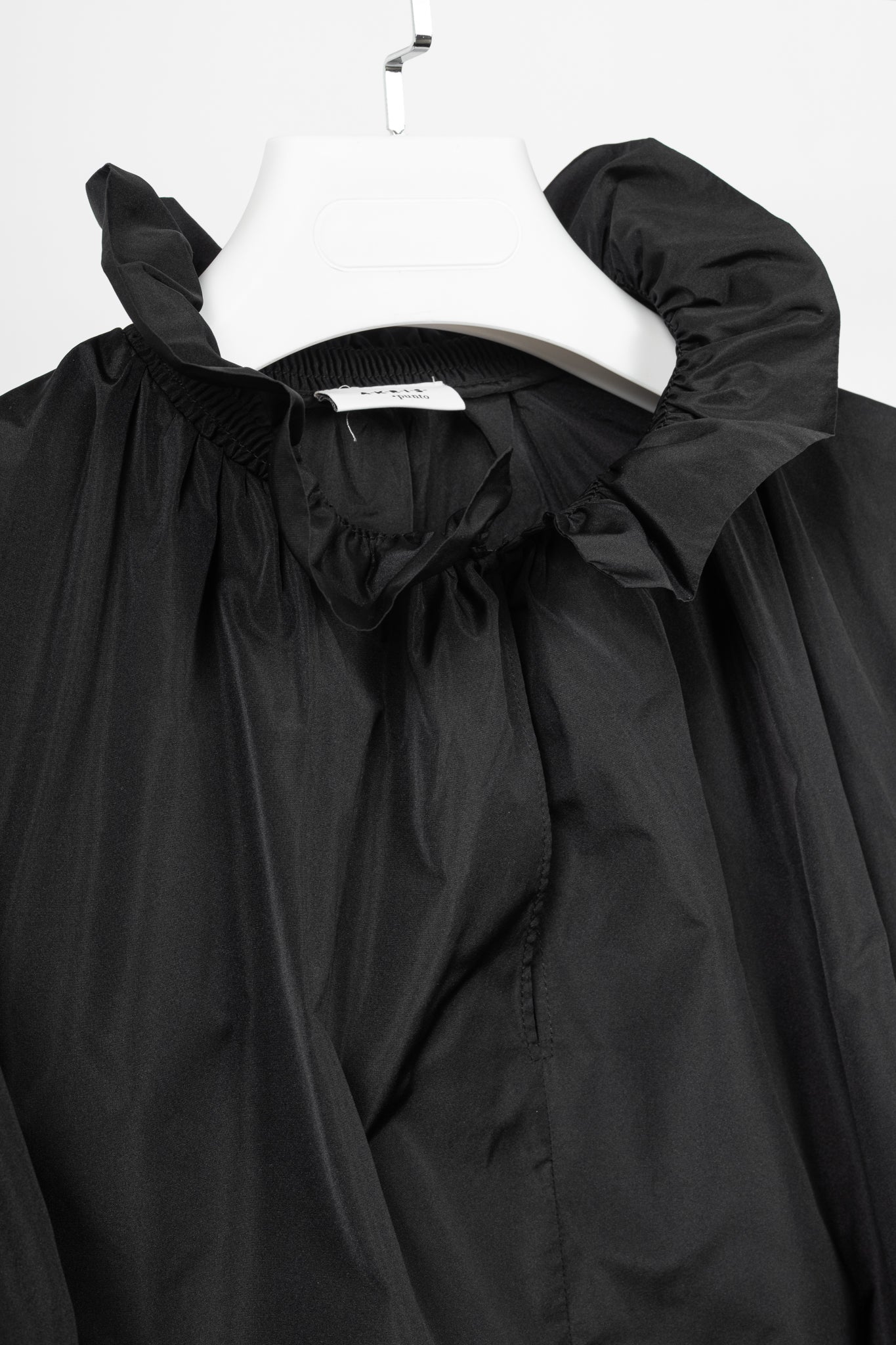 Akris Punto Black Taffeta Ruffle-Collar Blouse