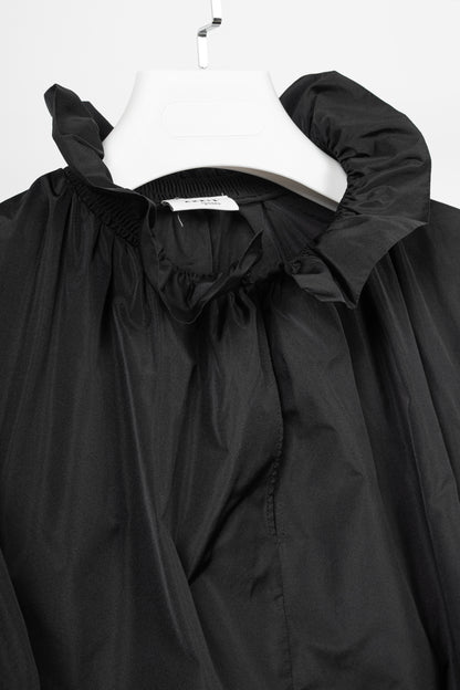 Akris Punto Black Taffeta Ruffle-Collar Blouse