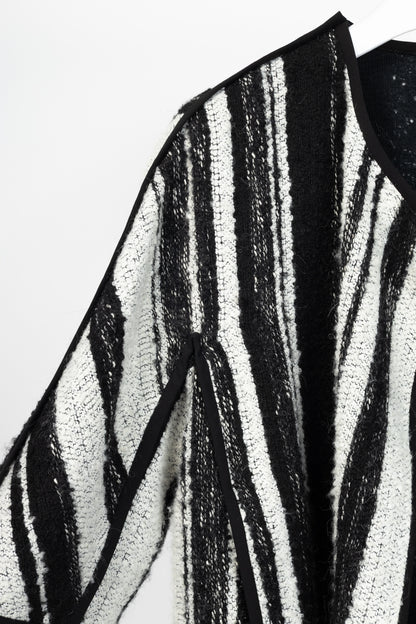 Akris Punto White & Black Striped Cotton Boucle-Tweed Jacket