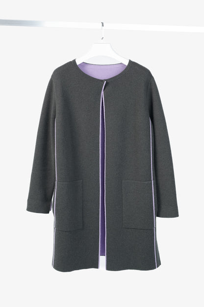 Akris "Moss Lavender" Reversible Double-Face Cashmere Cardigan