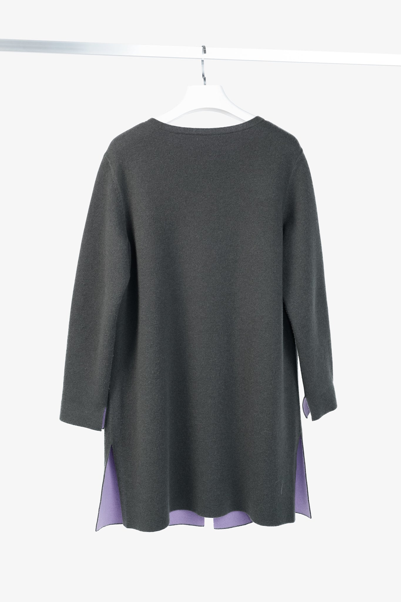 Akris "Moss Lavender" Reversible Double-Face Cashmere Cardigan