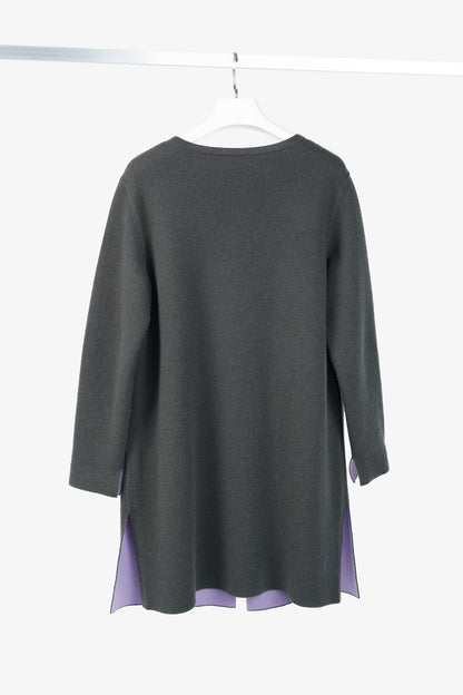 Akris "Moss Lavender" Reversible Double-Face Cashmere Cardigan