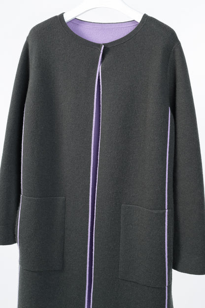 Akris "Moss Lavender" Reversible Double-Face Cashmere Cardigan