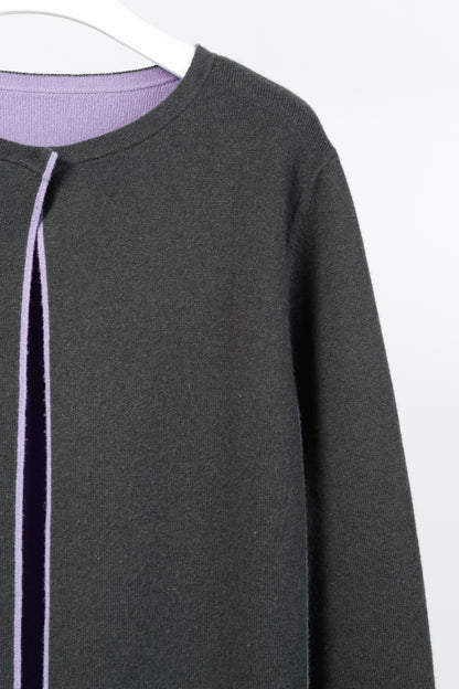 Akris "Moss Lavender" Reversible Double-Face Cashmere Cardigan