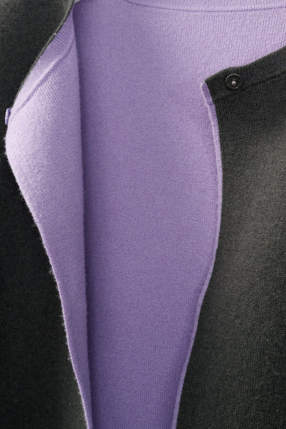 Akris "Moss Lavender" Reversible Double-Face Cashmere Cardigan